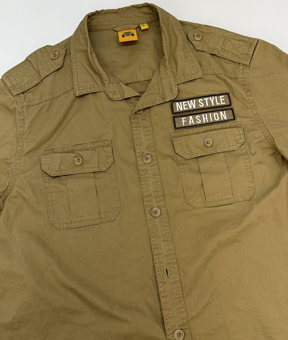 New Style Fashion Military Style Short Strap Pocket Brown Womens XLarge patches
